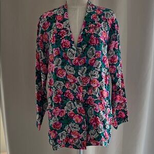 Like new! Super fun vintage 80s silk floral jacket size 6